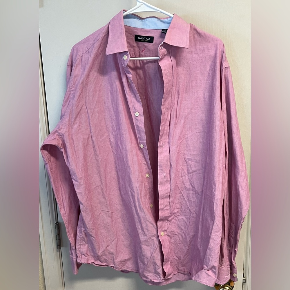 Nautica Dress shirt Men 17 34/35 Long Sleeve Button up Red Checkered